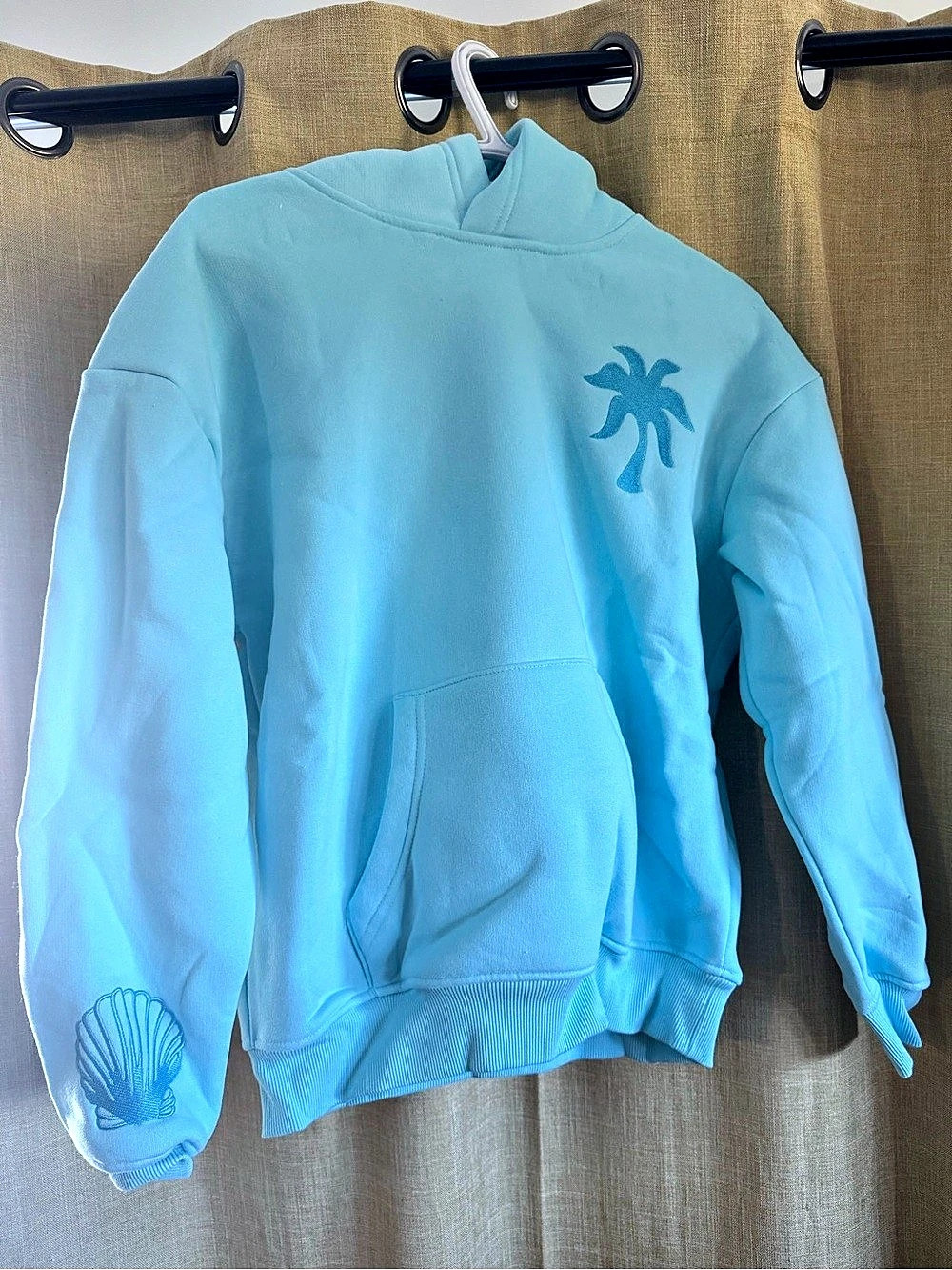NEW Pink Palm Puff - Chase the Sun Relaxed Hoodie Blue (XXS)